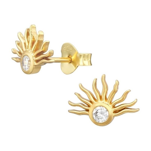 24k Gold Vermeil Sun Earrings - Picture 1 of 5